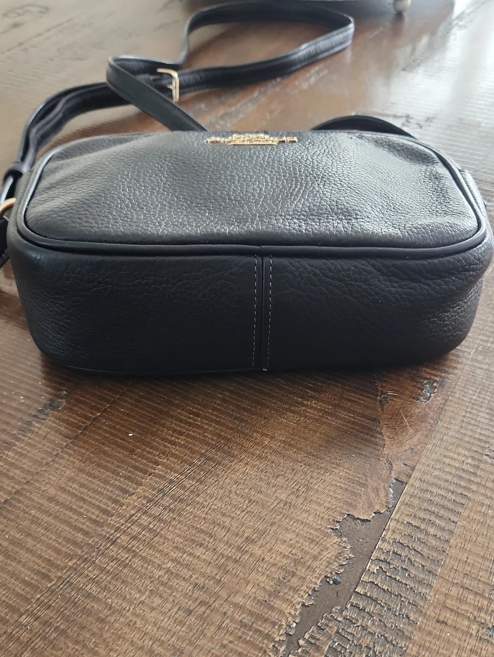 Coach Black Leather Crossbody Camera Bag with Gold Hardware